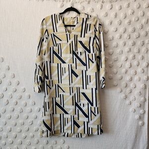 1960s Vintage Longsleeve Geometric Print Dress